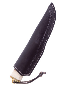 Couteau médiéval à manche en os d'acier avec étui (24,5 cm.) 2