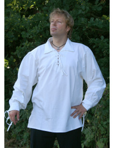 Chemise médiévale en coton avec lacets de couleur naturelle