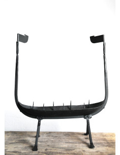 Grand bougeoir bateau viking, fer forgé 2