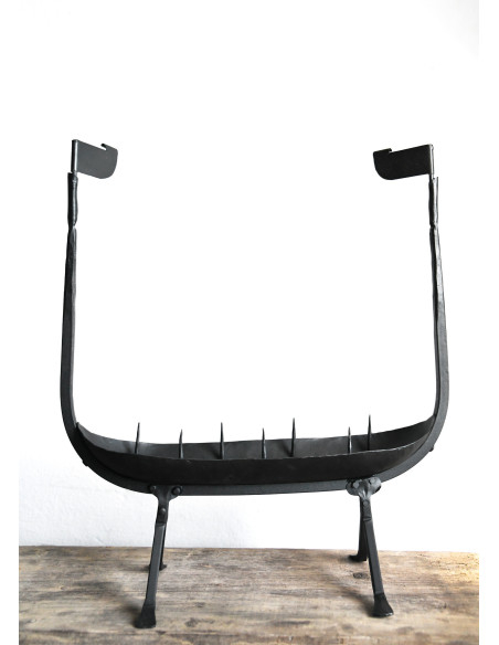 Grand bougeoir bateau viking, fer forgé