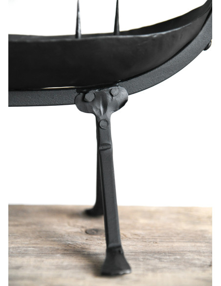 Grand bougeoir bateau viking, fer forgé