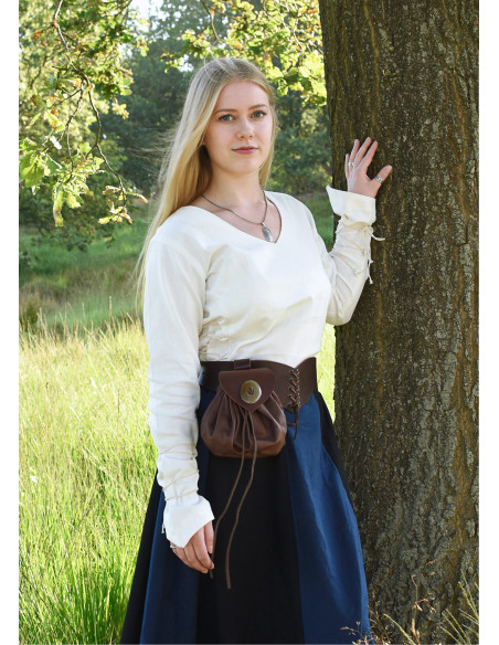 Blouse médiévale Aila en blanc naturel