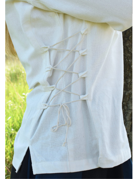 Blouse médiévale Aila en blanc naturel