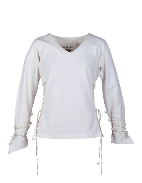 Blouse médiévale Aila en blanc naturel