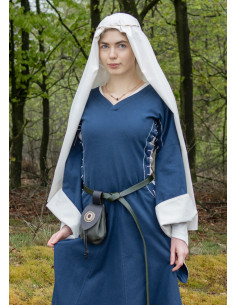 Robe médiévale ouverte Bliaut Amal, bleu naturel 2