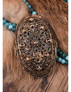 Broche Viking de forme ovale fantaisie faite à la main 2