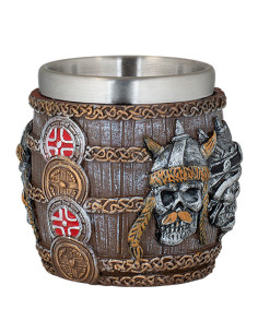 Verre à shot tête et boucliers Viking (6,5 cm.)