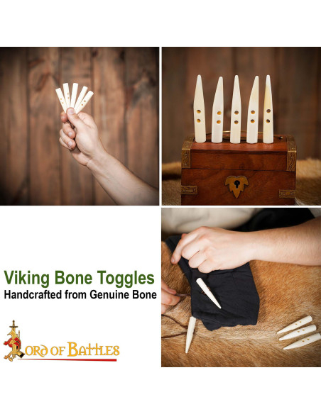 Lot de 5 boutons en os sculpté pour...