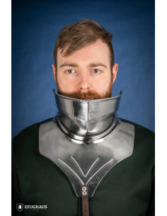 Gorgerin médiéval articulé en acier doux foncé (XVe-XVIe...