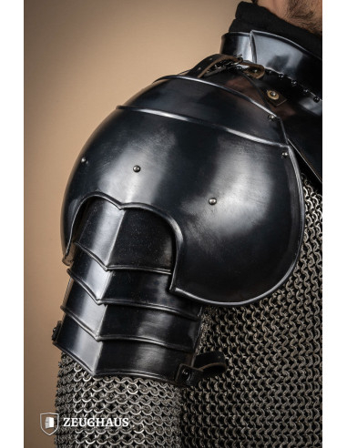 Paire d'épaulettes de chevalier médiéval, finition noire