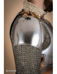 Épaulières de combat médiévales, acier poli 2,5 mm. 2