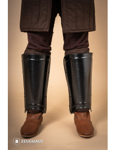 Grèves de guerrier médiéval en acier bruni 2