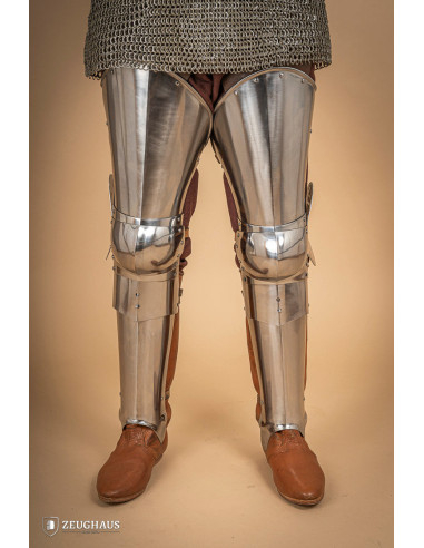 Jambes pour armure médiévale en acier poli