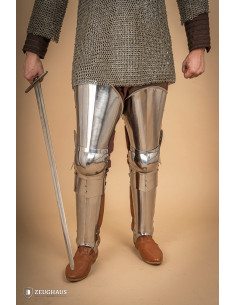 Jambes pour armure médiévale en acier poli 2