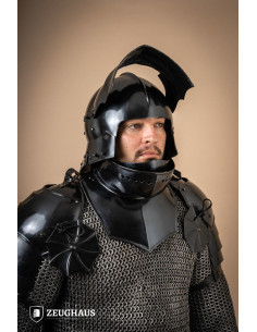 Casque allemand Sallet en acier bruni, XVe siècle