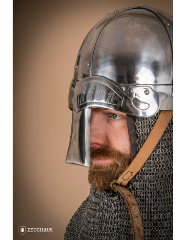 Casque Viking Spangenhelm en acier poli