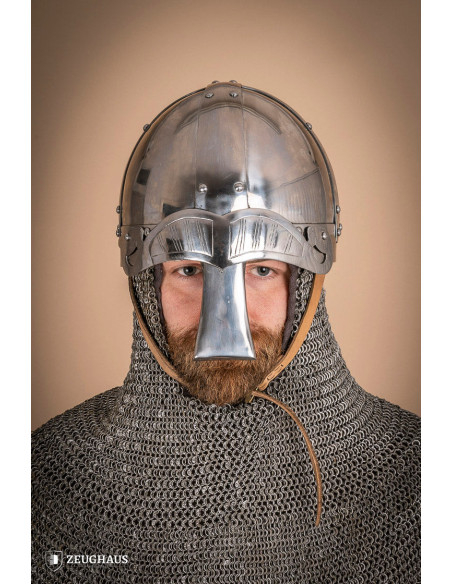 Casque Viking Spangenhelm en acier poli