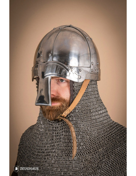 Casque Viking Spangenhelm en acier poli