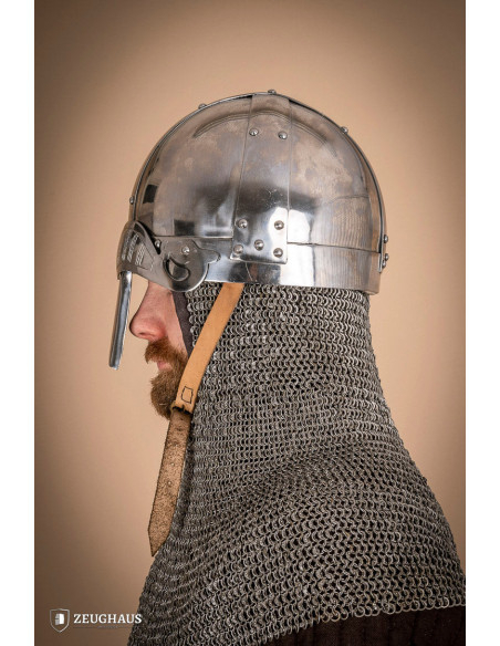 Casque Viking Spangenhelm en acier poli