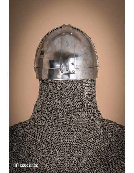 Casque Viking Spangenhelm en acier poli