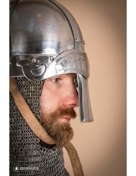 Casque Viking Spangenhelm en acier poli