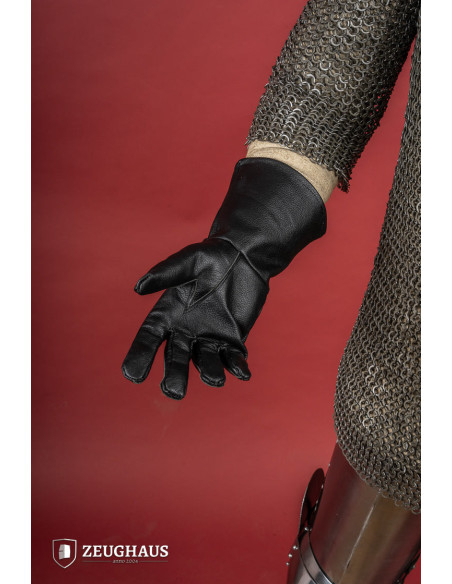 Gants médiévaux en cuir noir,...
