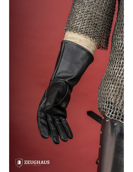 Gants médiévaux en cuir noir,...
