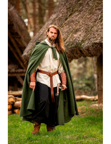 Cape médiévale en coton vert, modèle...