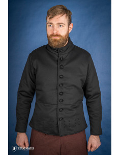 Pourpoint médiéval en coton modèle Arming, noir