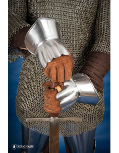 Gantelets médiévaux en acier poli modèle Demi (1,66 mm.) 2