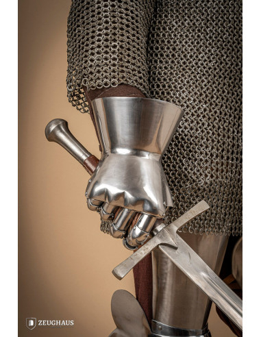 Gantelets médiévaux en acier poli modèle Hourglass (1,6 mm.)