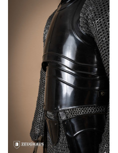 Cuirasse de guerrier médiéval avec lanières en acier bruni 2