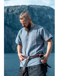 Tunique viking manche courte Edmund, bleu gris