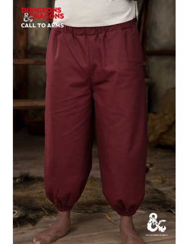 Pantalon de moine médiéval, couleur bordeaux