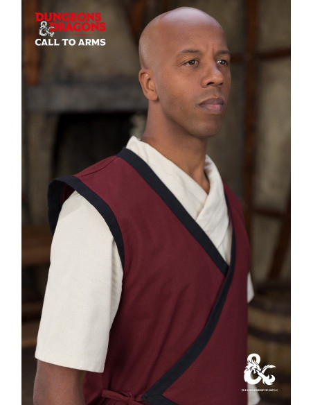 Gilet de moine médiéval, bordeaux-noir