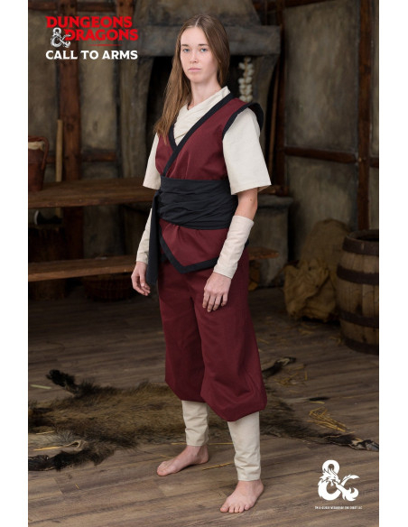 Gilet de moine médiéval, bordeaux-noir