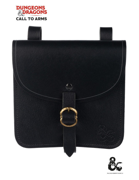 Sac d'aventurier médiéval en cuir, noir