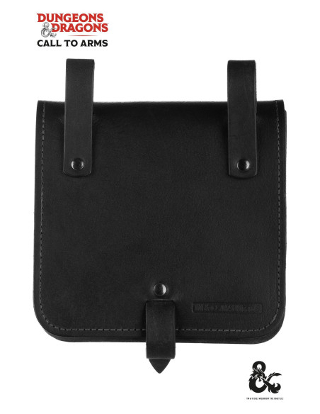 Sac d'aventurier médiéval en cuir, noir