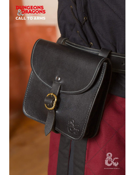 Sac d'aventurier médiéval en cuir, noir