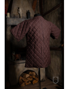 Gambison médiéval rembourré à manches courtes, marron 2