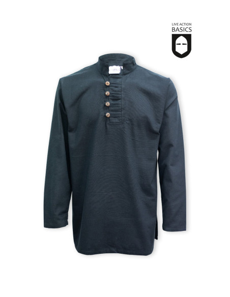 Chemise boutonnée médiévale, noire Chemise boutonnée médiévale, noire