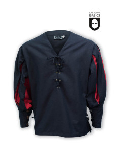 Chemise médiévale Lansquenete, noir-rouge
