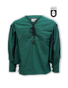 Chemise médiévale Lansquenete, vert-noir