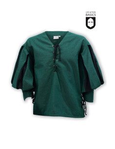Chemise médiévale Lansquenete, vert-noir 2