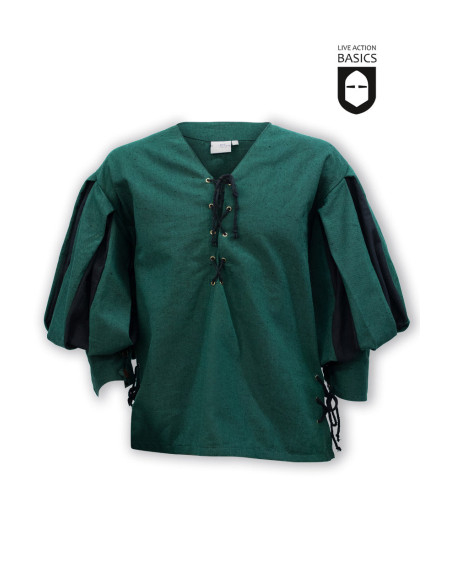 Chemise médiévale Lansquenete, vert-noir
