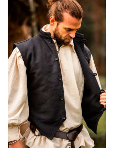 Gilet médiéval tricoté à la main Irvin, noir