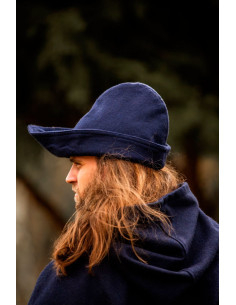 Bonnet Robin des bois en laine bleue 2