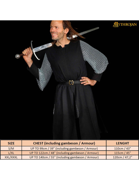 Tabard de guerrier viking médiéval, noir