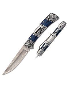 Couteau de marque Albainox damas stamina bleu (21,8 cm.)