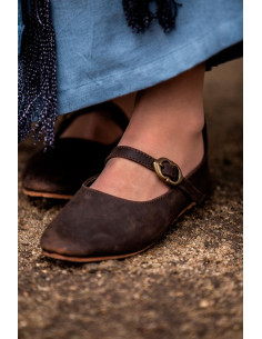 Chaussures médiévales pour femmes modèle Cecilie, marron